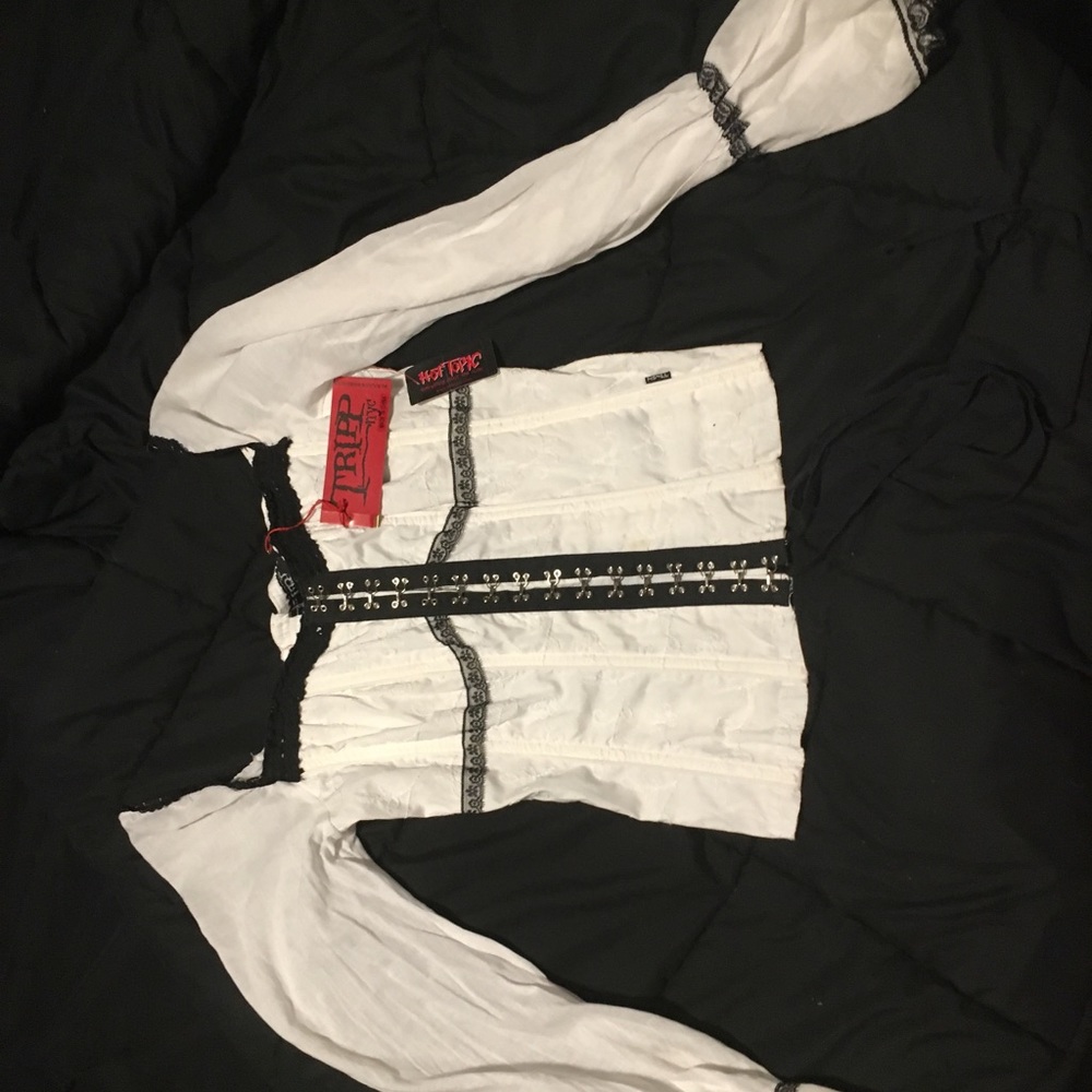 Tripp NYC white and black goth corset top